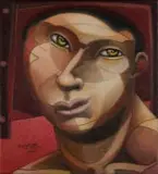Robert Slingsby, Untitled (Mugshot), 2006, mixed media on canvas