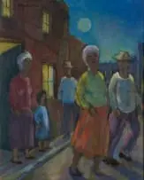 James Thackwray, Evening Stroll, oil on board