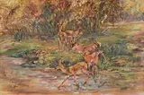Springbok Beside a River by Zakkie Eloff, oil on canvas, offered Sep 2026