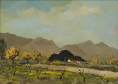 David Botha, Landscape with Farmhouse, 1949, oil on board