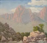 Vera Volschenk, Aasvoëlkrans in Cogmans Kloof - Montague C.P. (Vulture Cliff in Cogmans Kloof – Montagu), 1938, oil on canvas