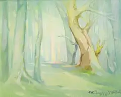 Aleksanders Klopcanovs, Forest, 1984, oil on board