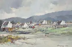 Christiaan Nice, Houses, 1983, oil on canvas laid down on board