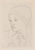 François Krige, Portrait of a Woman in a Headscarf, etching on paper