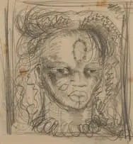 Alexis Preller, African Head, graphite on paper