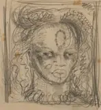 Alexis Preller, African Head, graphite on paper