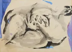 Nel Erasmus, Reclining Nude, mixed media and collage on paper