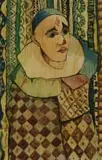 Jan Dingemans, Clown, ink and watercolour on paper laid down on board