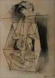 Harold Rubin, Abstract Figure, charcoal on paper