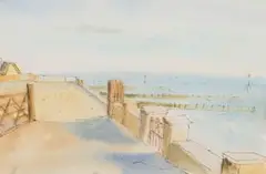 Maud Sumner, Beach Scene, watercolour and ink on paper