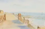 Maud Sumner, Beach Scene, watercolour and ink on paper