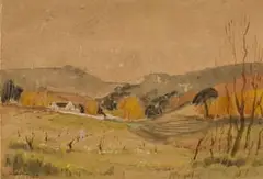 David Botha, Cape Dutch Farm, 1950, watercolour on paper