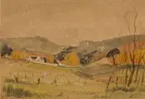 David Botha, Cape Dutch Farm, 1950, watercolour on paper