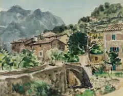Robert Broadley, Sóller, Mallorca, 1954, watercolour and charcoal on paper