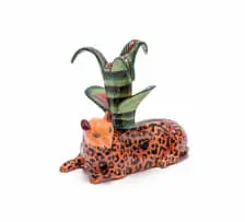 Ardmore Ceramic Studio, Cheetah candle holder, 2001, painted and glazed ceramic