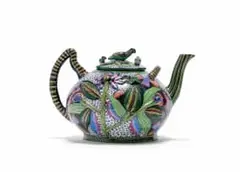 Ardmore Ceramic Studio, Bird and flower teapot, 1997, painted and glazed ceramic