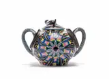 Ardmore Ceramic Studio, Elephant tureen with pink flowers, 1999, painted and glazed ceramic