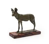 Arend Eloff, Wild Dog, bronze, on a wooden base