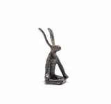 Guy Du Toit, Meditating Hare, bronze with a brown patina
