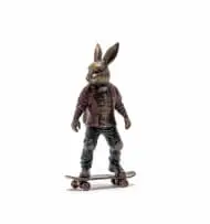 Carol Cauldwell, Skater Bunny Red, painted and patinated bronze with wax
