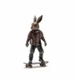 Carol Cauldwell, Skater Bunny Red, painted and patinated bronze with wax