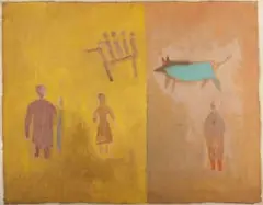 Paul Sekete, Top Dog, 2008, oil and sand on unstretched canvas