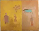Paul Sekete, Top Dog, 2008, oil and sand on unstretched canvas