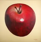 Velaphi (George) Mzimba, Red Apple on Cream, 2002, mixed media on canvas