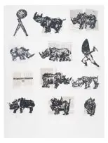 William Kentridge, Wittgenstein's Rhinoceros, 2007, lithograph and hand-painting on Munken on Crane's Crest on BFK Rives, White 400