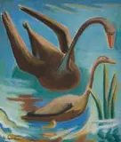Maggie Laubser, Swans on Water, gouache on paper