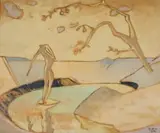 Walter Battiss, Woman and Water, 1938, oil on board