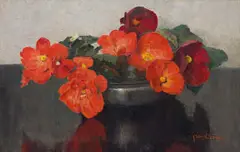 Frans Oerder, Begonias in a Bowl, oil on canvas