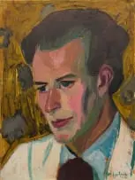 Maggie Laubser, Portrait of a Man, 1924, oil on paper laid down on board
