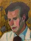 Maggie Laubser, Portrait of a Man, 1924, oil on paper laid down on board
