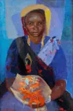 Maud Sumner, Portrait of a Woman with Tiger Lilies, oil on canvas