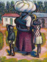 Gerard Sekoto, The Mother on the Road, oil on canvasboard