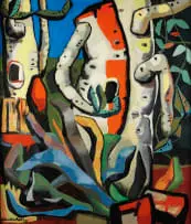 Erik Laubscher, Euphorbias, 1956, oil on plyboard