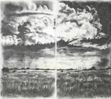 Themba Khumalo, In the Midst of the Storm There is Always Hope, diptych, 2017, charcoal on Fabriano paper