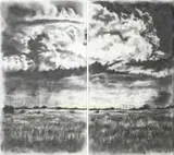 Themba Khumalo, In the Midst of the Storm There is Always Hope, diptych, 2017, charcoal on Fabriano paper