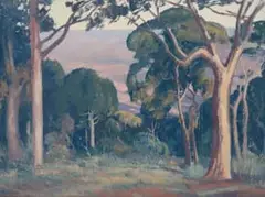 Jacobus Hendrik Pierneef, Trees in a Landscape, oil on board