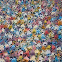 Ablade Glover, A Group of Abstract Figures, 1999, oil on canvas