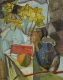 May Hillhouse, Narcis en Blou Beker (Daffodils and Blue Jug)