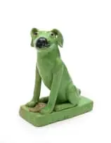 Green Dog by Nico Masemola, 2013, painted and glazed ceramic, sold Sep 2026