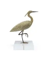 Italia Greig, Heron, bronze with a black and white patina, on a Perspex base