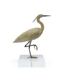Italia Greig, Heron, bronze with a black and white patina, on a Perspex base