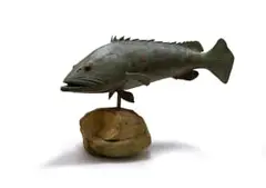 Chris Bladen, Potato Grouper, painted bronze, on a stone base