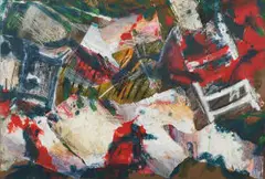 Bill Ainslie, Abstract Composition, 1986, mixed media and collage on paper laid down on board as the artist intended