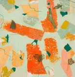 Asemahle Ntlonti, Untitled, 2023, acrylic paint, paper, acrylic gel medium and polypropethane thread on canvas