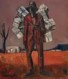 Maurice van Essche, Traveller (recto); Couple (verso), oil on board