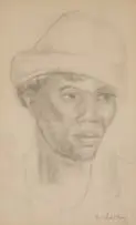 Maggie Laubser, Portrait of a Young Man, 1950, charcoal on card